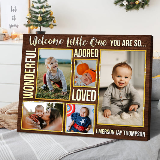 Welcome Little One You're So Adorable - Personalized Canvas - Gift For New Mom, Gift For Baby
