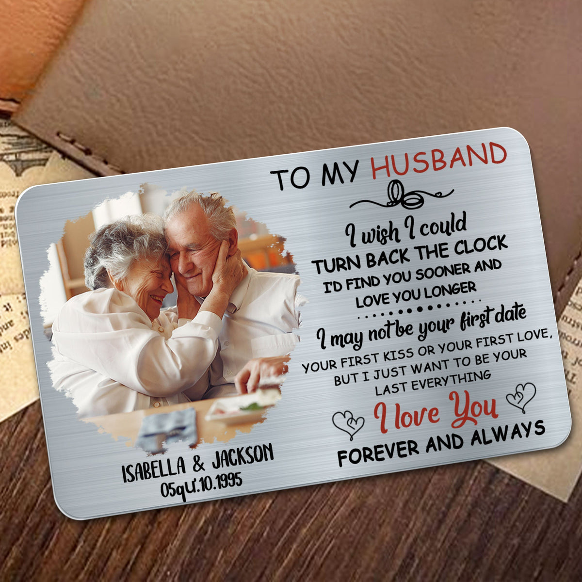 To My Husband, I Wish I Could Turn Back The Clock, Personalized Aluminum Wallet Card, Gift For Husbands