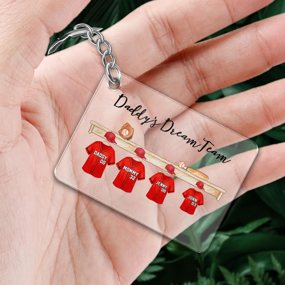 Daddy's Baseball Dream Team - Personalized Acrylic Keychain - Gift For Dad, Father's Day Gift Idea