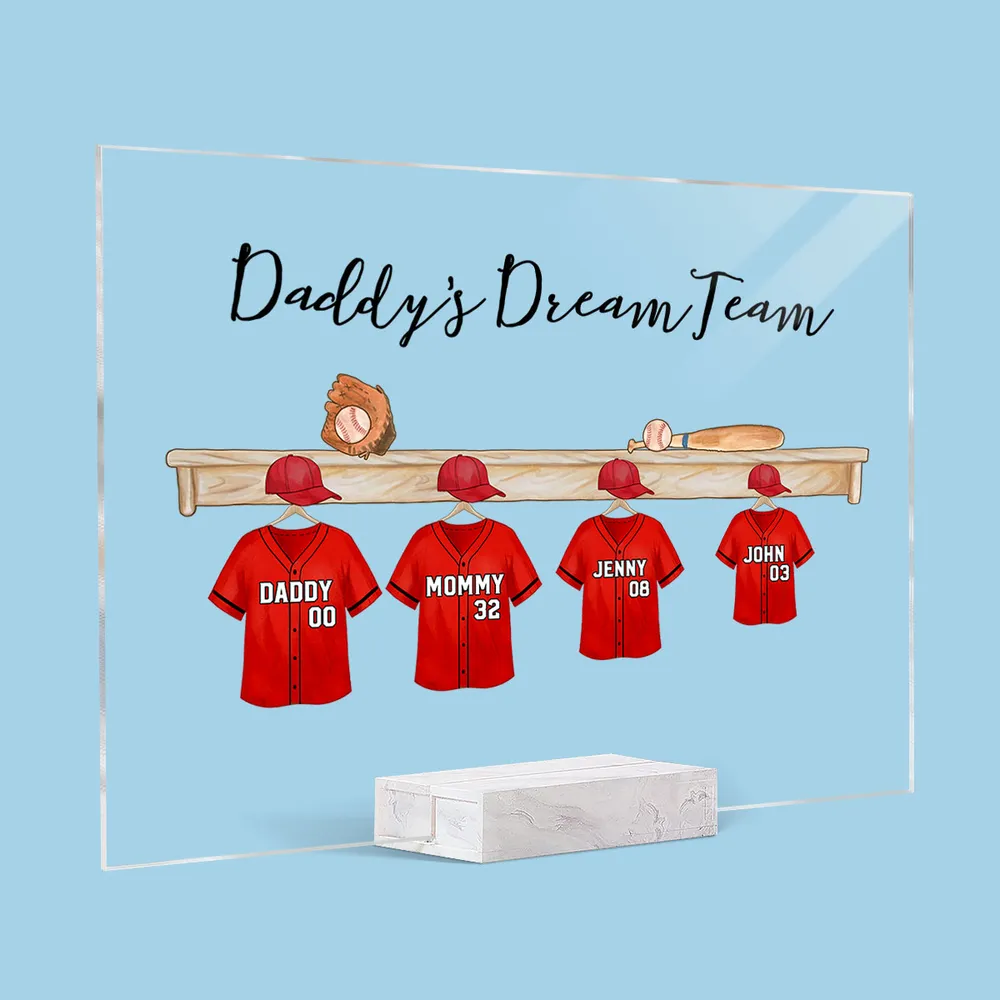 Daddy's Baseball Dream Team - Personalized Acrylic Plaque - Gift For Dad, Father's Day Gift Idea