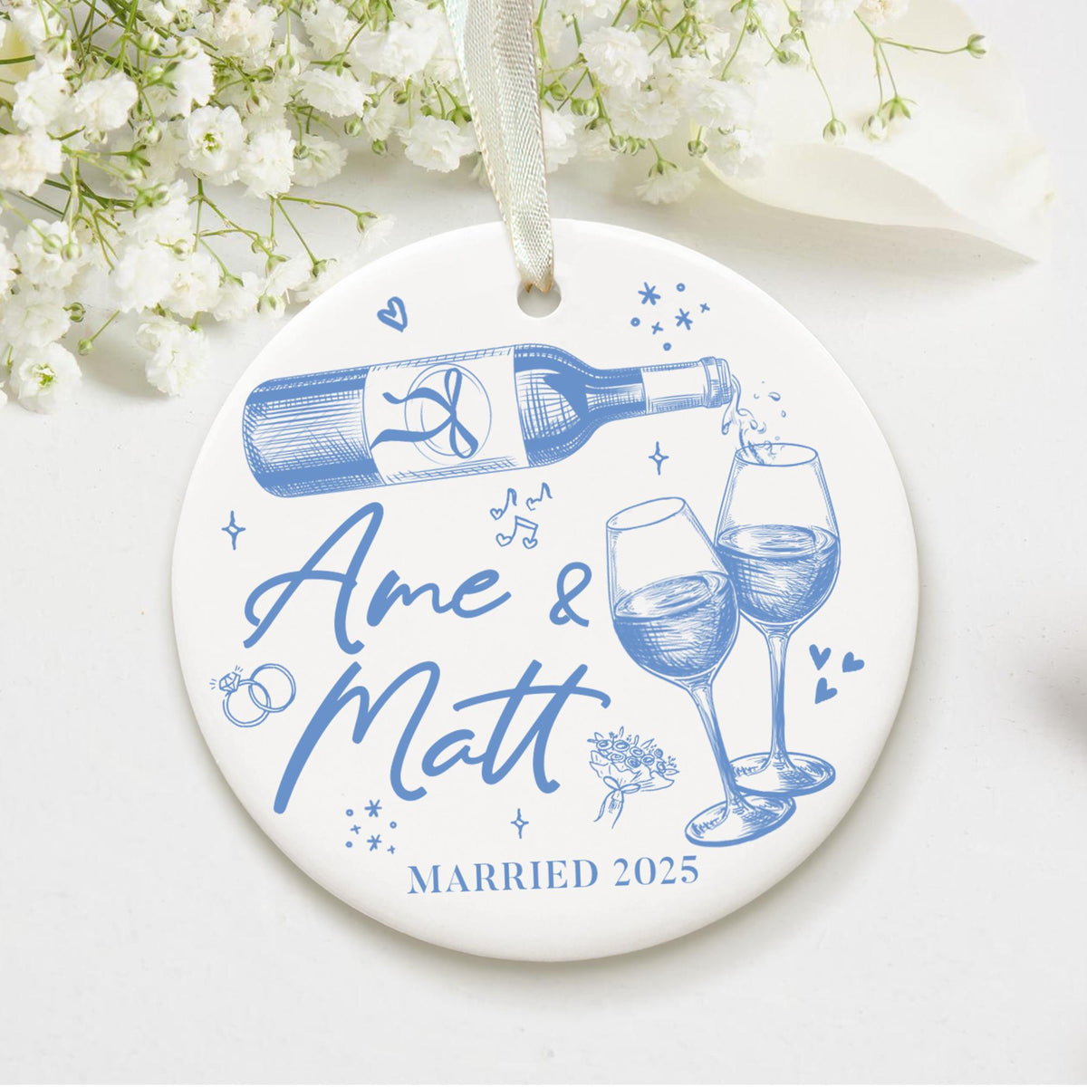 Personalized Christmas Married Ornament, First Christmas Married Ornament, Custom Mr Mrs Wedding Ornament, Wedding Keepsake Gift For Couples