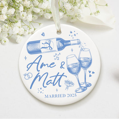Personalized Christmas Married Ornament, First Christmas Married Ornament, Custom Mr Mrs Wedding Ornament, Wedding Keepsake Gift For Couples