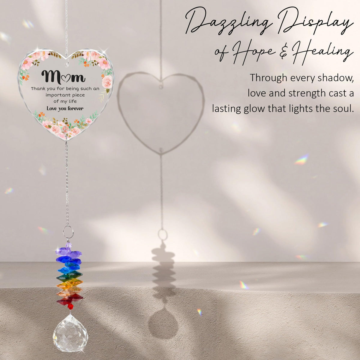 Mom Thank You For Being Such An Importance Piece Ornament, Crystal Heart Ornament Appreciation Gift, Christmas Hainging Decor