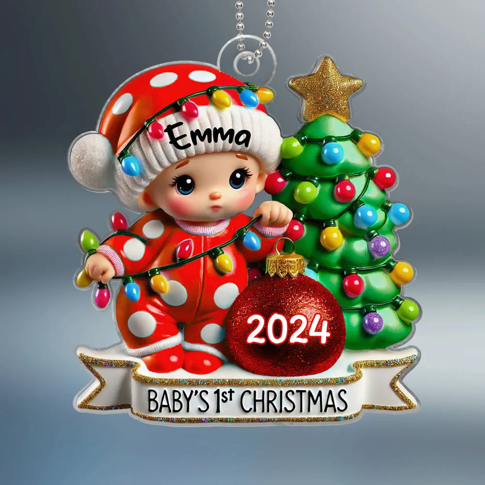 Baby First Christmas 3D Effect Personalized Acrylic Ornament, Baby Boy Girl Gift for Couples, New Parents Keepsake, Gift for Newborn