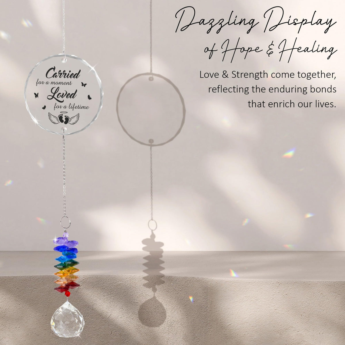 Loved For A Life Time Personalized Memorial Ornament, Crystal Heart Ornament Sympathy gift, Baby Memorial With Crystal Rainbow Beads