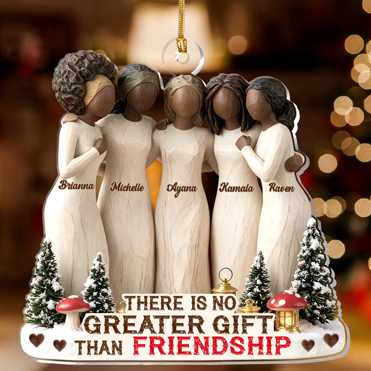 There Is No Greater Gift Than Friendship Black Sistas - Personalized Acrylic Ornament - Christmas Gift For Sisters, Friends