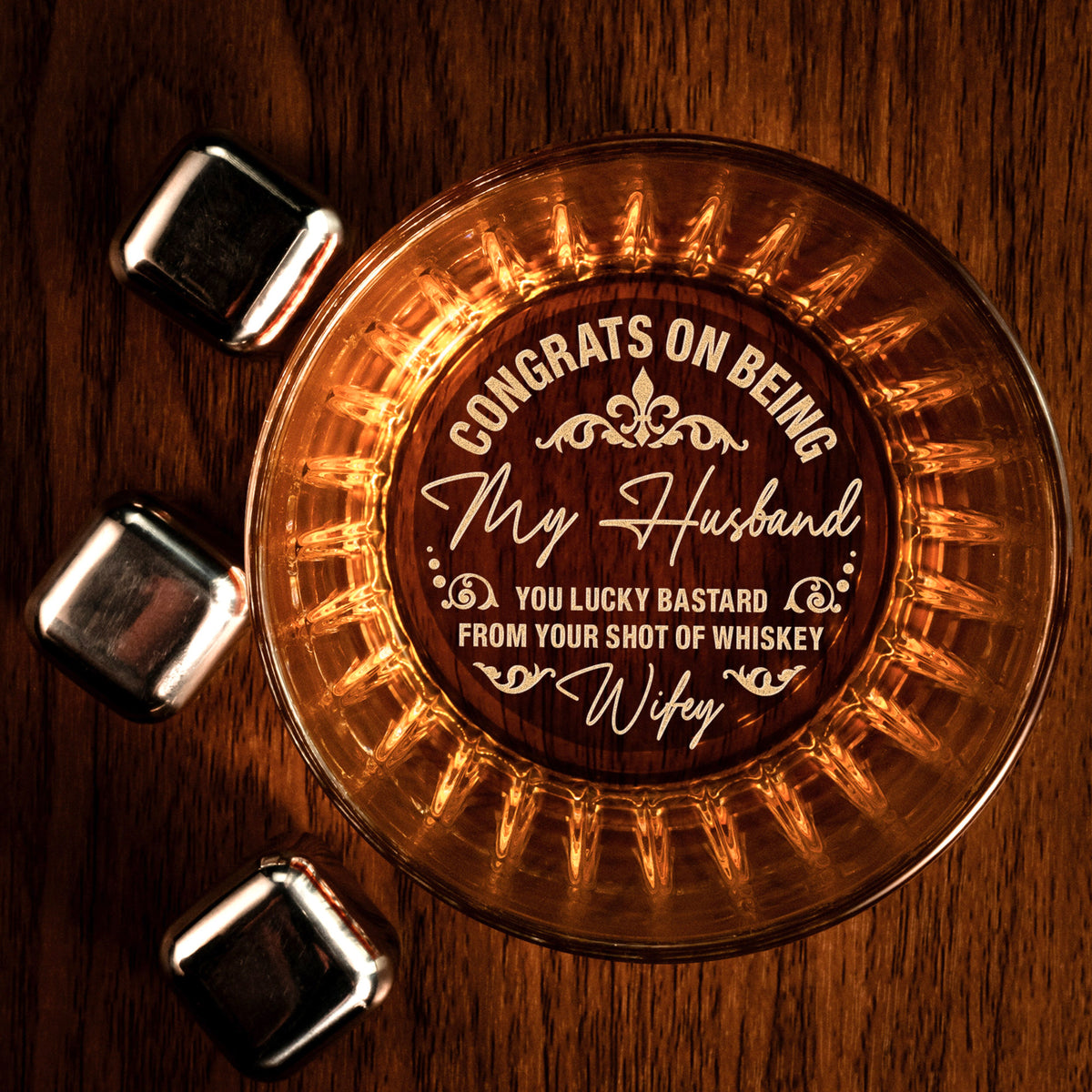Congrats On Being My Husband - Personalized Wine Glass - Whiskey Glass Gift For Husband