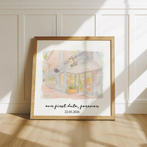 Custom Watercolor Venue Portrait - Personalized Picture Frame