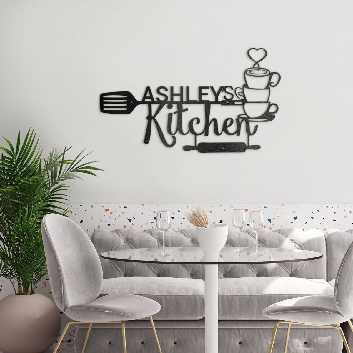 Personalized Kitchen Name Sign, Custom Metal Name Signs, Metal Wall Art, Kitchen Dining Room Decor, Mom's Kitchen, Personalized Sign