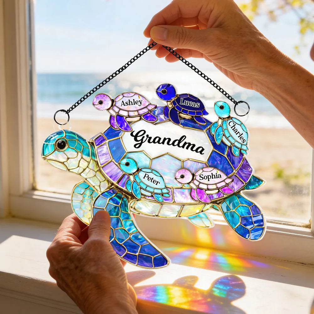 Mom Grandma Sea Turtle - Personalized Suncatcher Ornament - Mother's Day Gift for Her