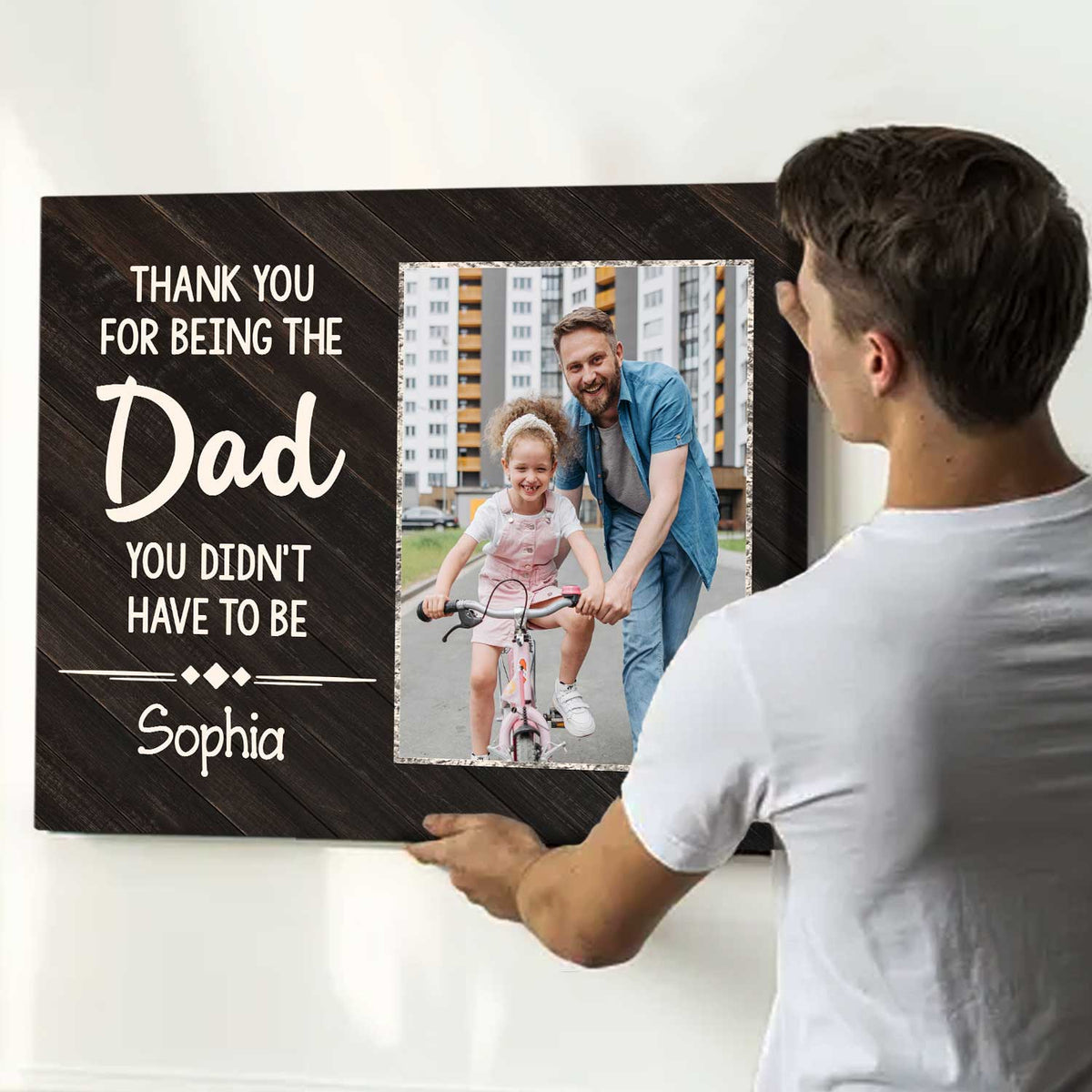 Thank You For Being My Dad - Personalized Canvas - Gift For Step Dad, Bonus Dad, Father's Day, Birthday Gift