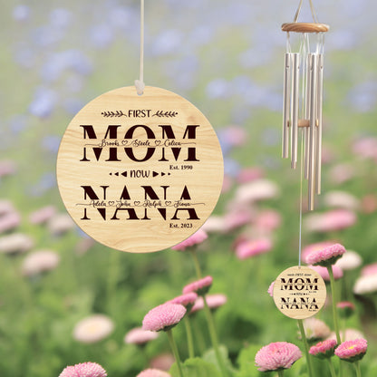 First Mom Now Grandma With Kid Names - Personalized Windchime - Gift For Grandma, Mother's Day, Birthday Gift