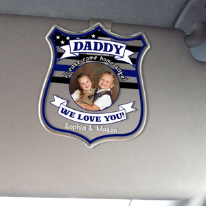 Custom Police Officer Picture Car Visor Clip, Custom Photo Kids Visor Clip, Police Badge Visor Clip, Father's Day Gift, Drive Safe Daddy