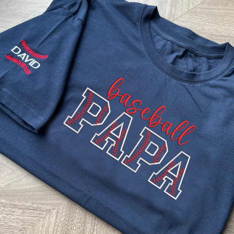 Custom Embroidered Papa Baseball Shirt