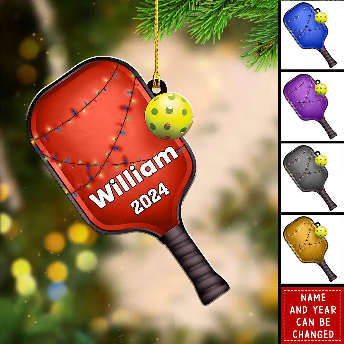 Personalized Pickleball Paddle - Personalized Acrylic Ornament - Pickleball Gift Idea, Gift for Pickle Ball Player