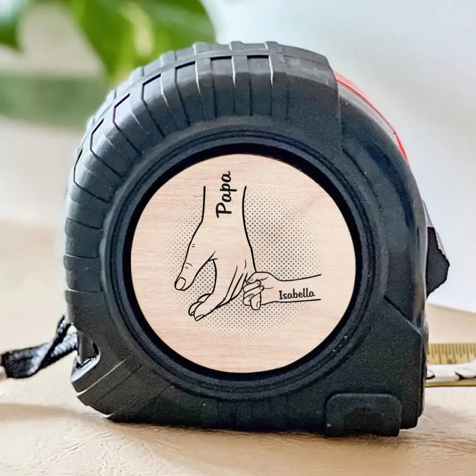 Daddy & Kids Holding Hands - Personalized Tape Measure - Father's Day, Birthday Gift For Dad, Grandpa