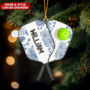 Pickleball With Paddles Rackets Ball Sport - Personalized Acrylic Ornament - Christmas Gift For Pickleball Players