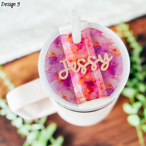 Flower Pattern Tumbler Topper, Custom Tumbler Name Tumbler Topper Name Tag, Gift For Her