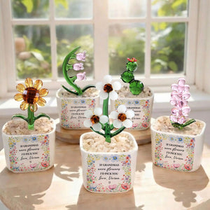 Personalized Glass Tulip Flower Pot for Mom Grandma, Mother's Day Gift Ideas, Glass Figurines Gift for her