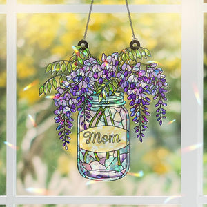 Custom Mom Suncatcher, Holographic Wisteria, Mother's Day Gift