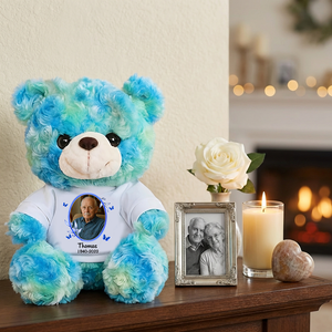My Mind Still Talks To You Photo Butterflies Sympathy Remembrance - Personalized Memorial Teddy Bear