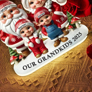 3D Effect Christmas Gnome Family - Personalized Acrylic Light Box - Christmas Gift For Grandparents, Mom & Dad