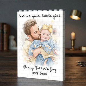 Personalized Watercolor Portrait Building Blocks, Gift for Dad, Best Dad Gift, Custom Daddy and Me, First Fathers Day Gift for Husband