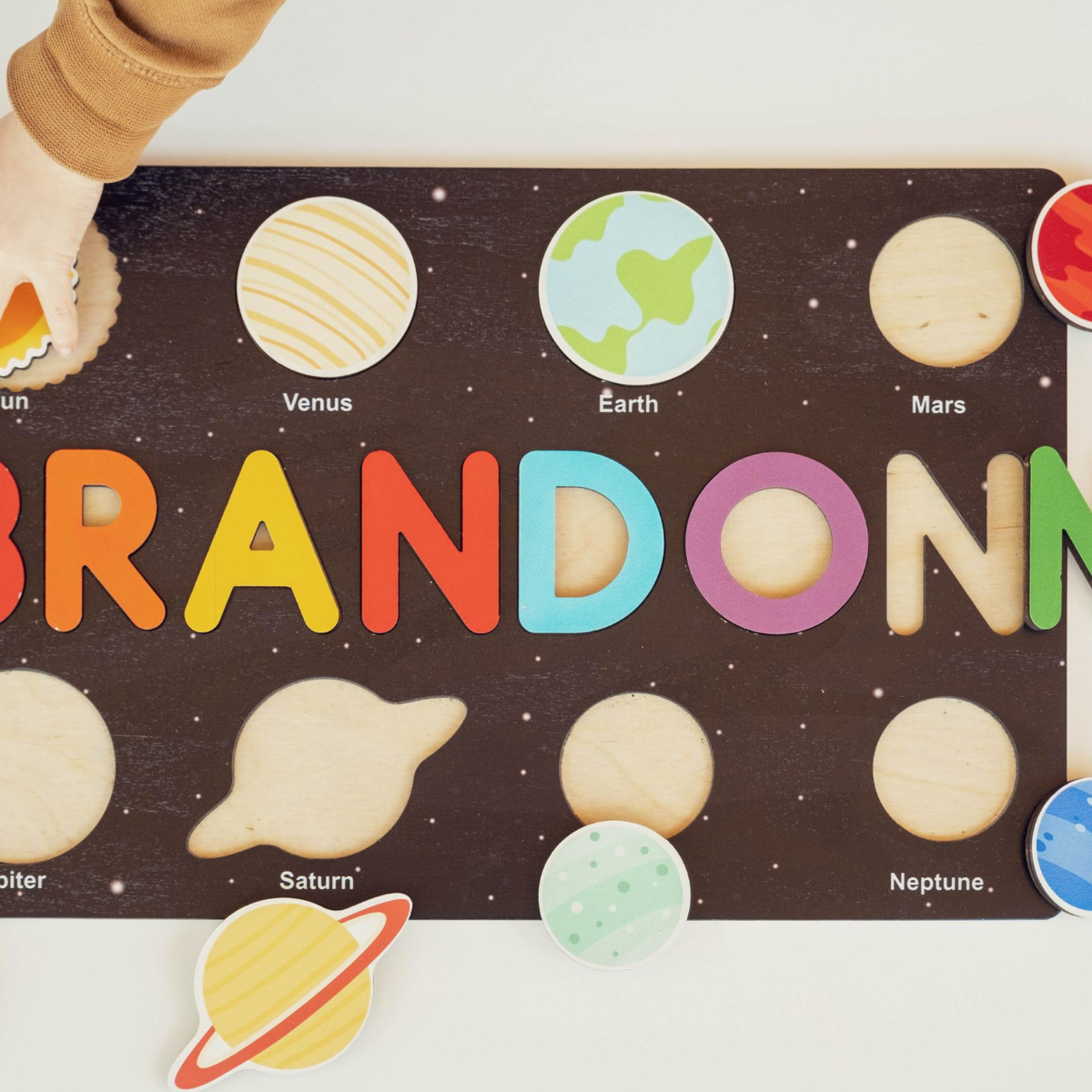 Solar System Wooden name puzzle, Baby Name Puzzle, 1st Birthday Gift For Kids, Baby Shower Gift, Nursery Decor, Easter Gift for kids