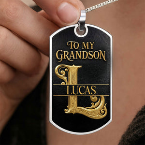 To My Grandson, Personalized Keychain, Gift For Grandson, Son