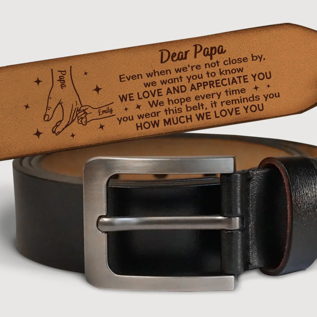 Dear Papa We Love And Appreciate You - Personalized Engraved Leather Belt - Gift For Dad Papa On Father's Day