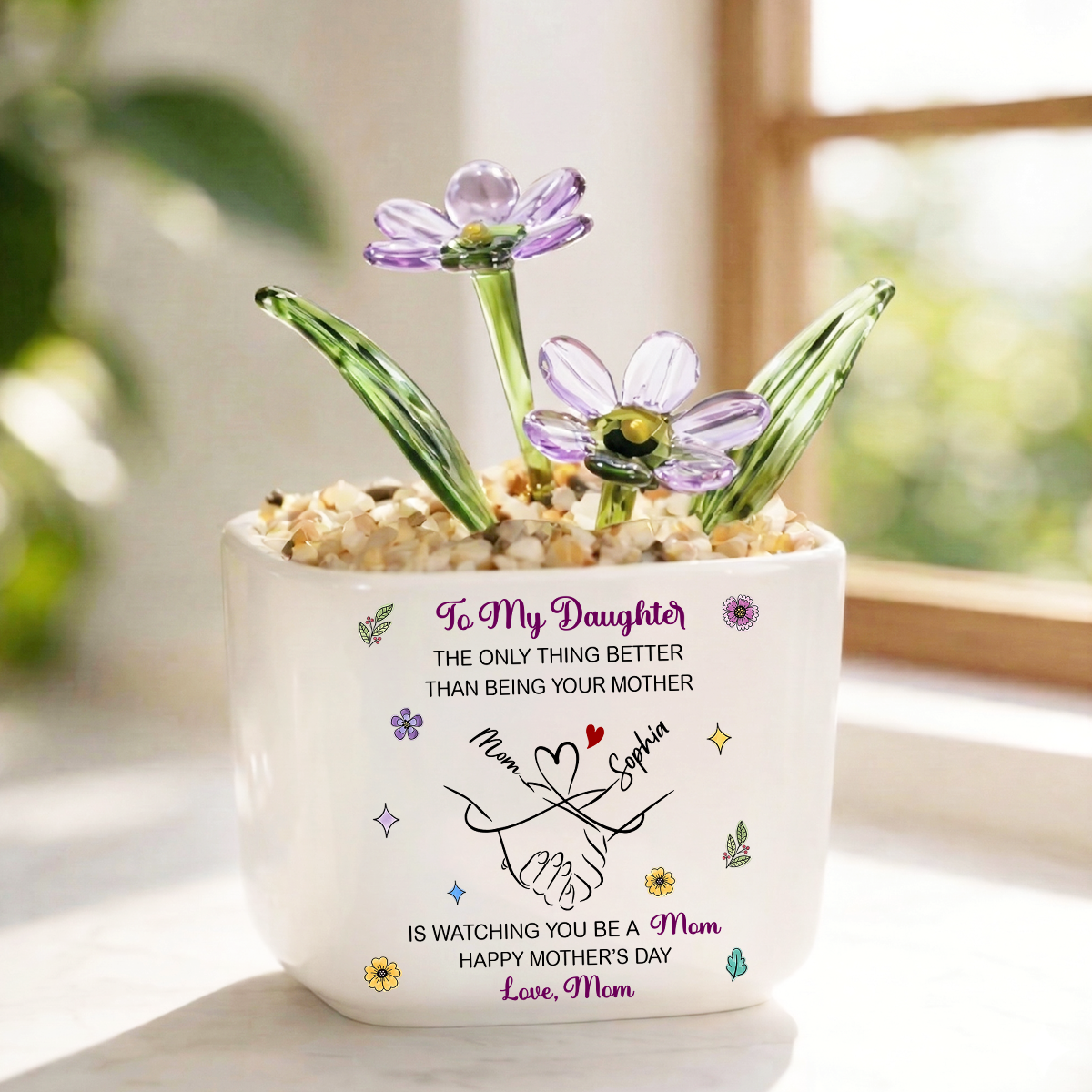 Together Love You Personalized Glass Everlasting Flowers