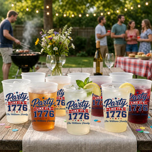 Party Like Its 1776 - Personalized Plastic Frosted Cup - 4th Of July Drinkware, 250th Anniversary Party Favor, Independence Day Gift