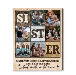 Sister Photo Collage Canvas, Christmas Gift For Sister, Sister Birthday Gift, Sister Photo Print, Sibling Gift, Big Sister Gift, Sister Gift