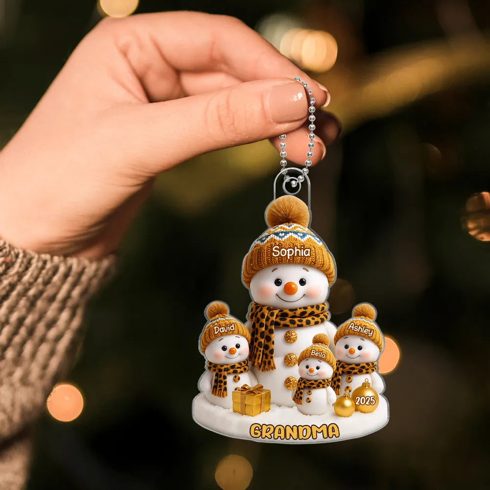 Grandma's Little Snowman Personalized Acrylic Ornament, Christmas Gift for Grandma