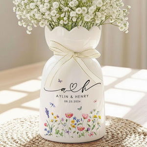Custom Wedding Gifts Flower Vase, Personalized New Engaged Couple Gift, Gift for Newlyweds