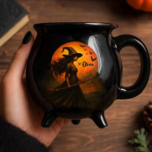 Personalized Witch Cauldron Coffee Mug - Halloween Witchy Gifts For Besties, Family - Witching You A Wicked Brew