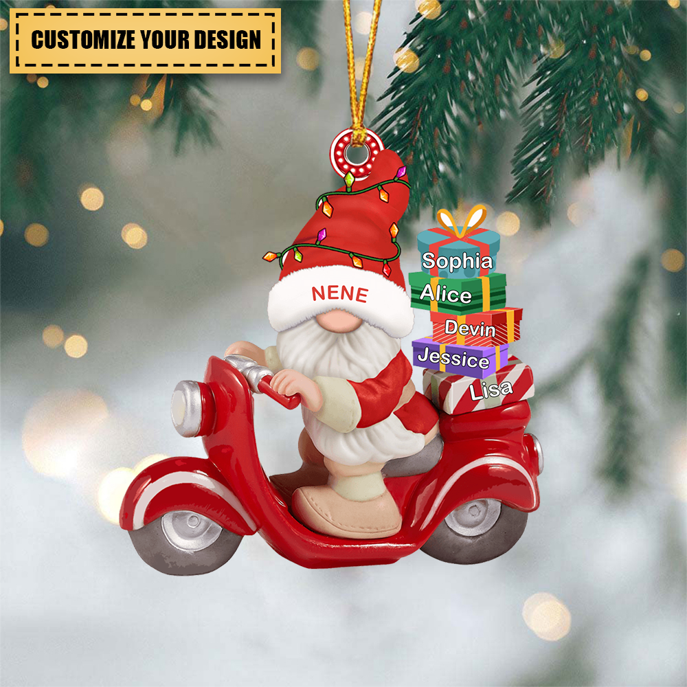 Nana Dwarf Riding A Motorbike - Personalized Ornament - Christmas Gift For Grandma, Mommy