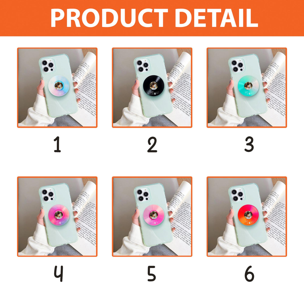 Personalized Photo & Song Vinyl Record Phone Grip, Custom Photo Music Vinyl Record, Phone Accessory for Music Lover, Couple Gift