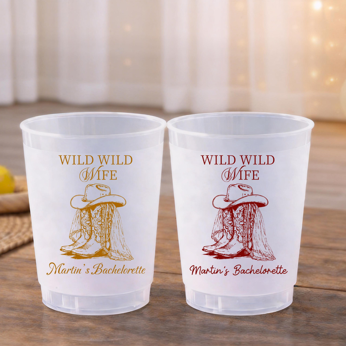 Personalized Frosted Plastic Cups, Wild Wild Wife Bachelorette Cups, Cowgirl Western Bride Party Favor, Custom Bach Weekend Cups