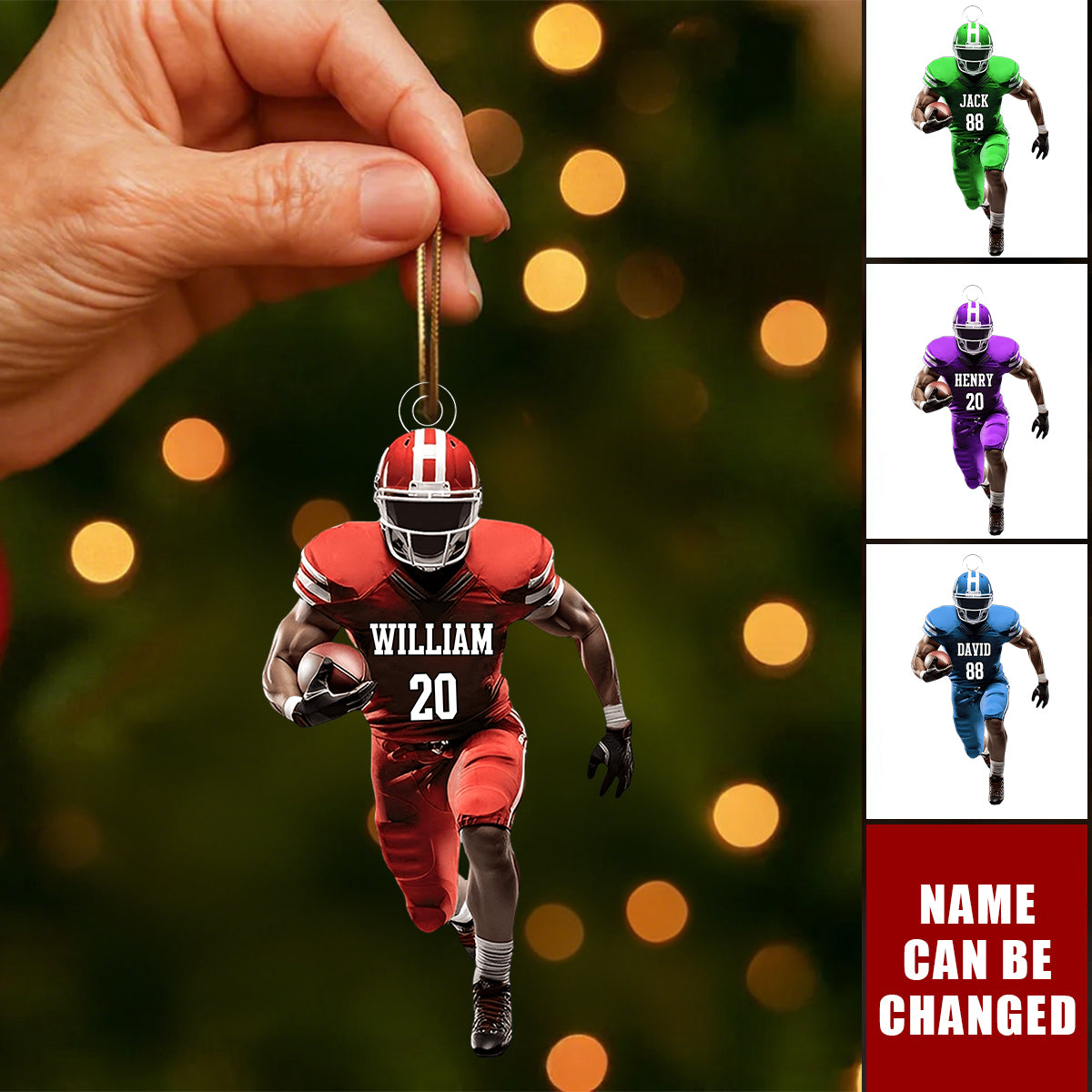 Personalized American Football Player Ornament, Gift For American Football Player