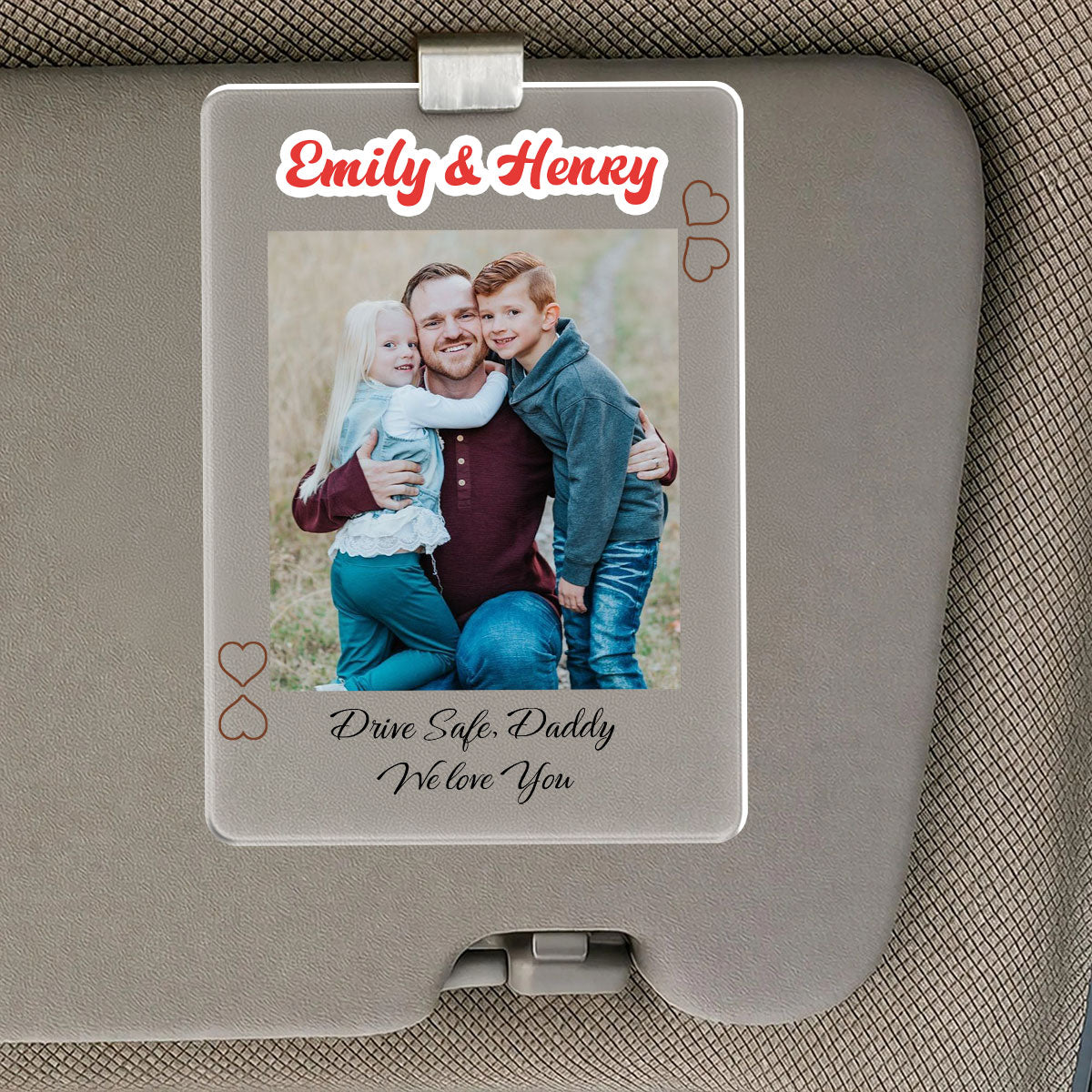 Personalized Drive Safe Visor Clip for Mom & Dad