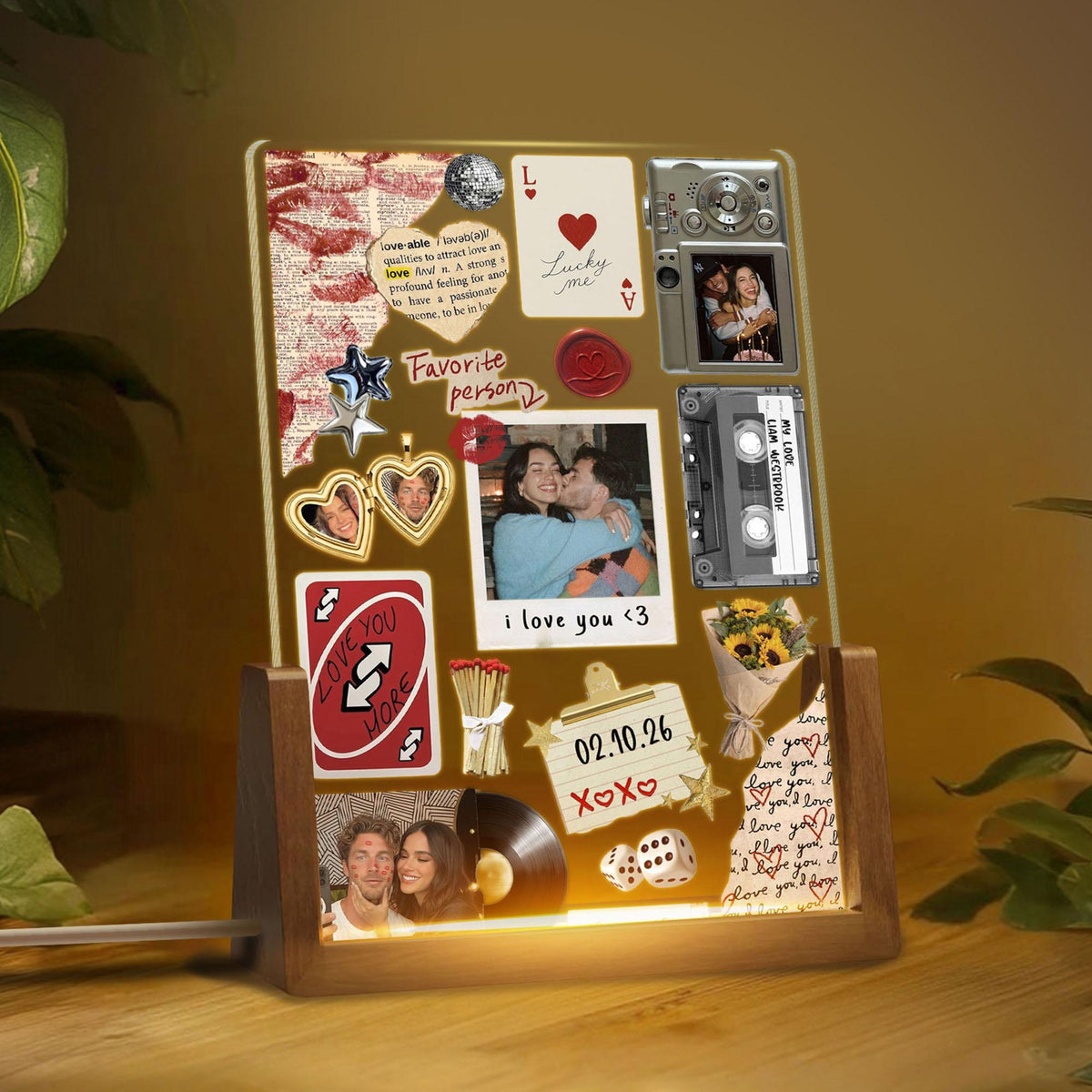 Personalized Couple Matchbook Night Light, Custom Photo Frame Lamp for Her, Couple Gift, Gift for Him, Valentines Day Gift, Anniversary Gift
