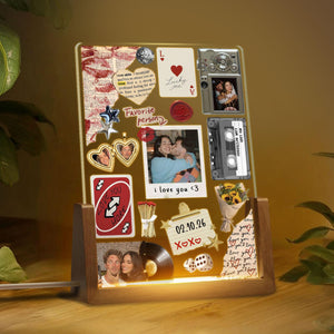 Personalized Couple Matchbook Night Light, Custom Photo Frame Lamp for Her, Couple Gift, Gift for Him, Valentines Day Gift, Anniversary Gift