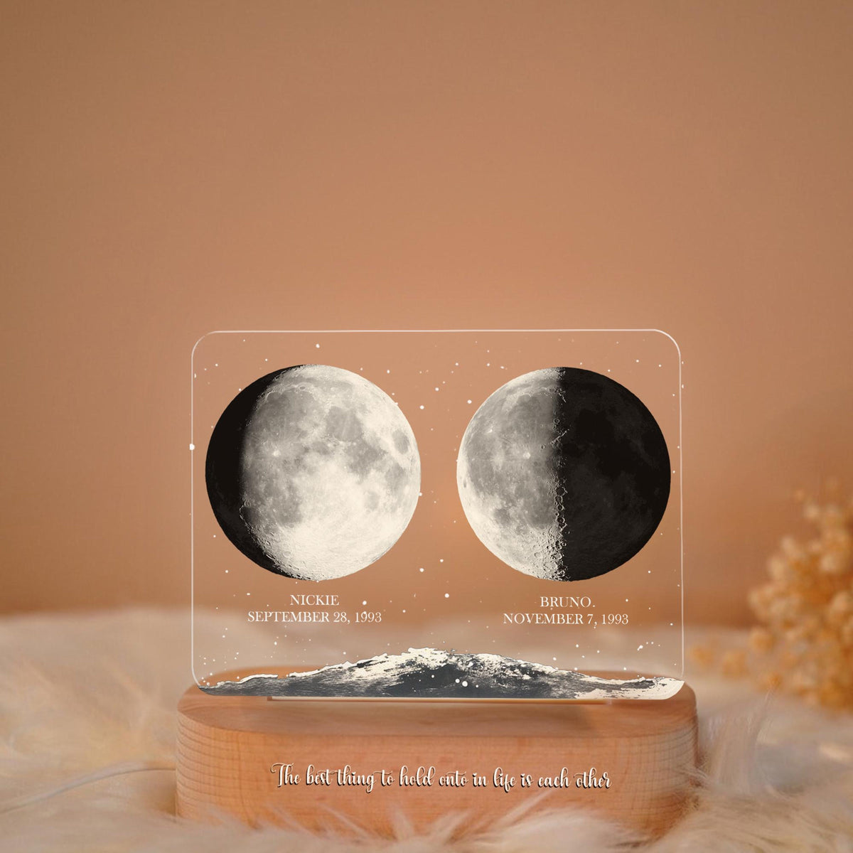 Personalized Moon Phases Couple Night Light, Custom Moon Phase, Anniversary Gift, Gift For Couple, Engagement Gifts, Married Couple Gift