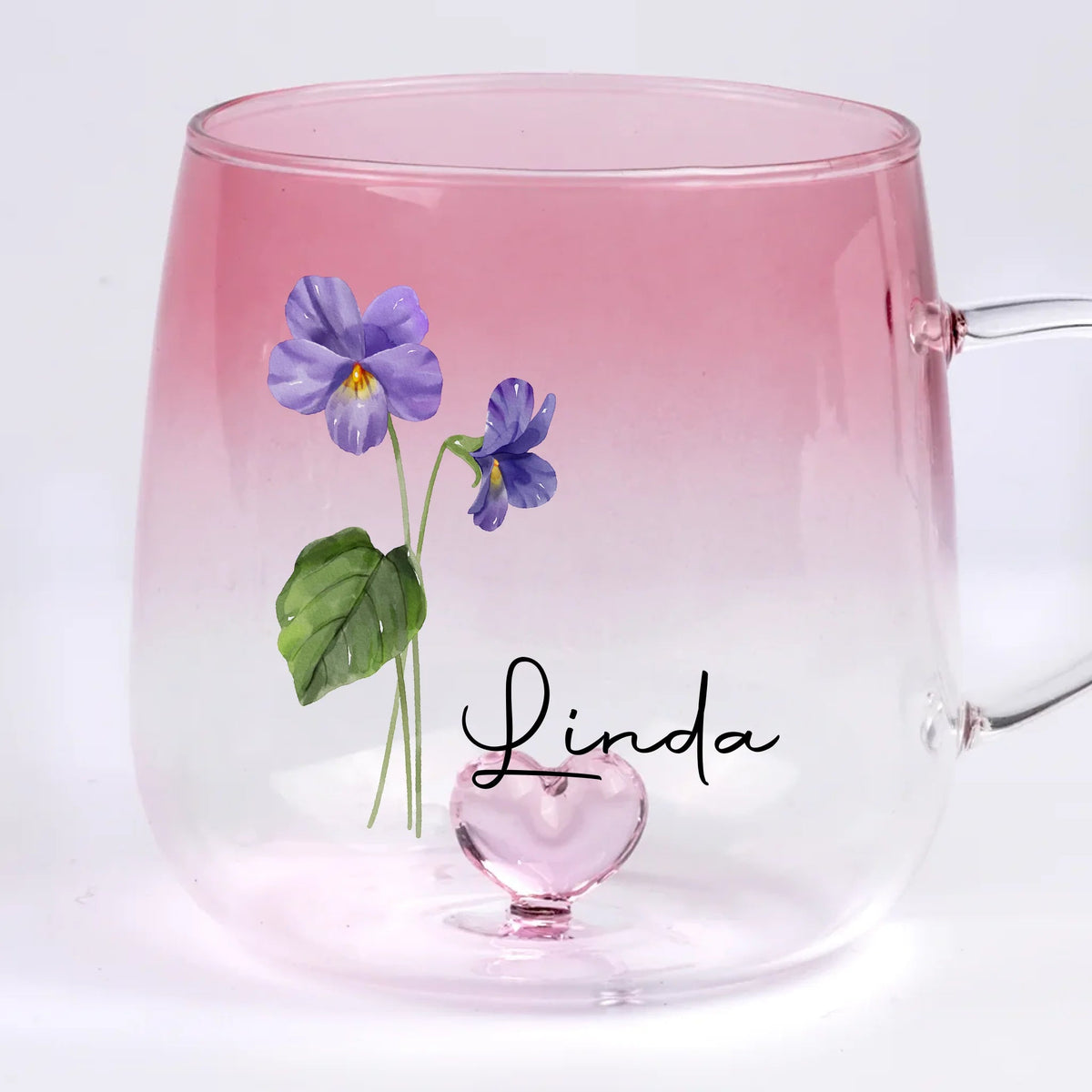 Birth Month Flower With Name - Personalized Gradient Glass Mug - Birthday Gift For Best Friends, BFF, Sisters