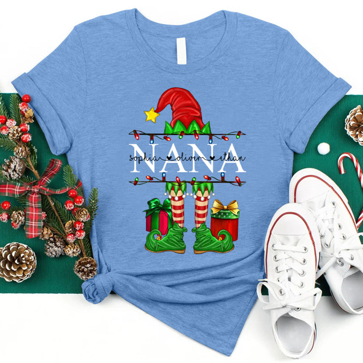 Christmas Nana Elf - Personalized Shirt - Christmas Gift For Grandma