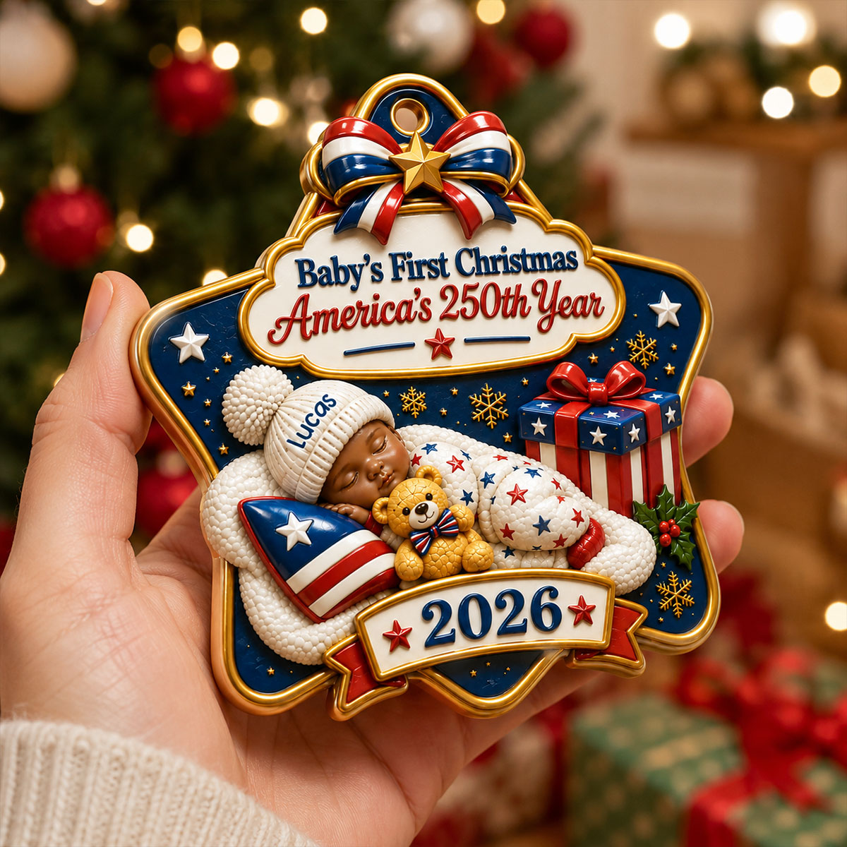 Freedom Baby's 1st Christmas Newborn Ornament- Real 3D Raised Ornament