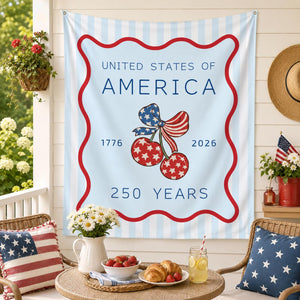 America 250th Anniversary Tapestry, USA Wall Hanging,Patriotic 4th Of July Backdrop, Coastal Americana Porch Banner, Summer Party Gift Decor