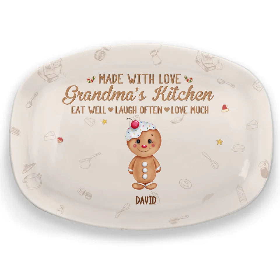 Grandma's Cookies Made With Love - Personalized Platter - Christmas Gift For Mom, Grandma