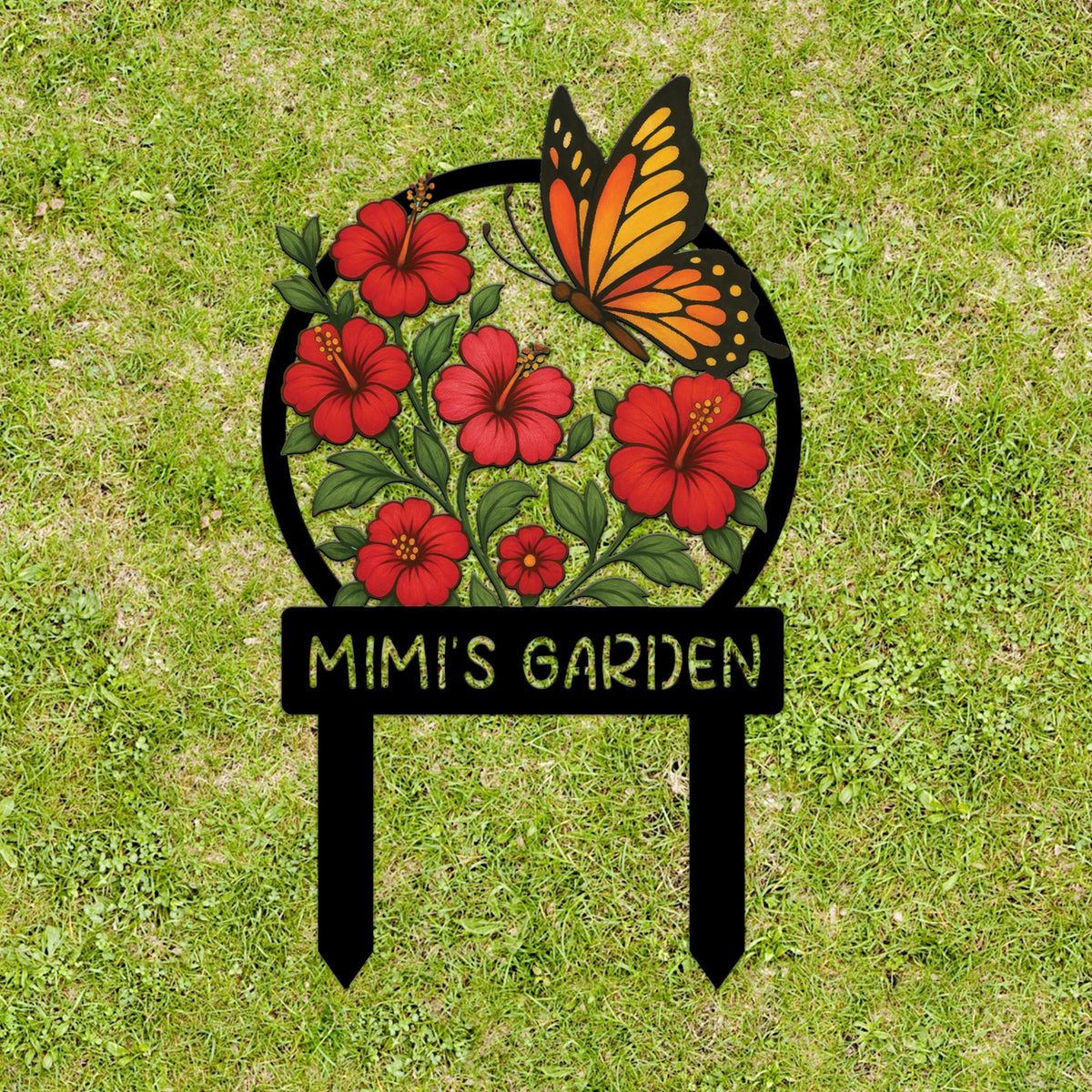 Personalized Butterfly Garden Sign with Stakes, Mother's Day Gift, Floral Yard Art, Nana's Blessings, Mom Gift, Mimi Gift, Outdoor Decor